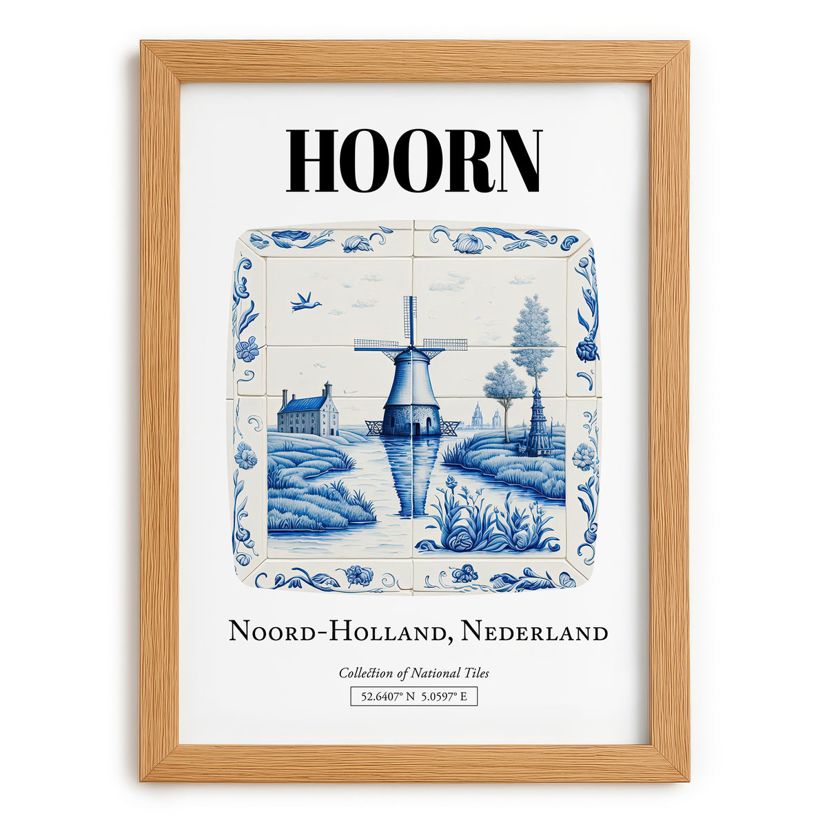 Hoorn, Netherlands – Travel Print, set in oak frame