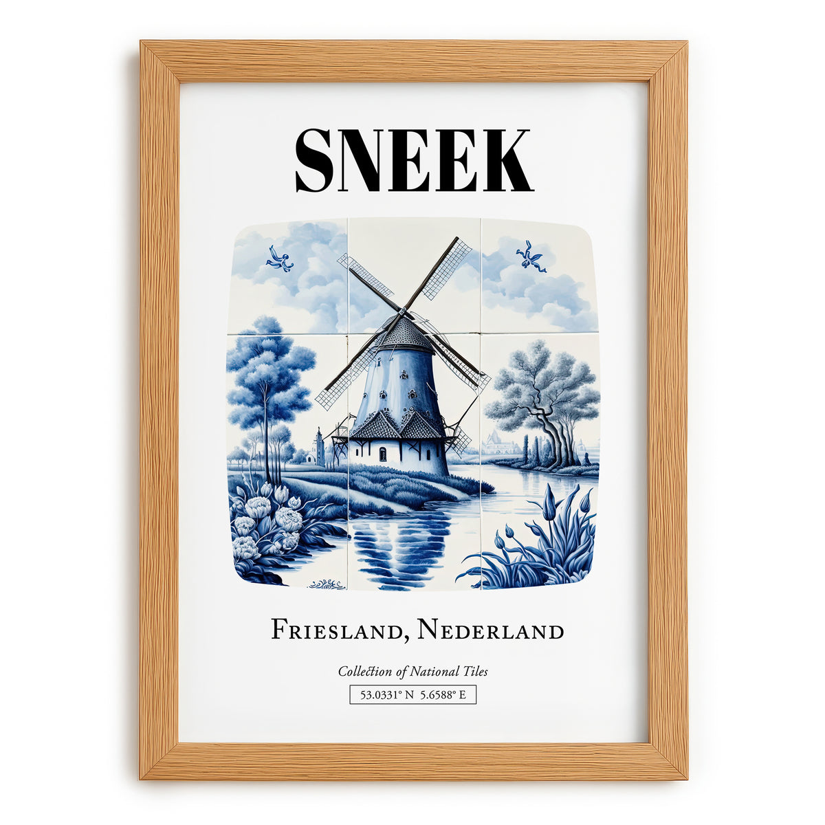 Sneek, Netherlands – Tourist Destination Poster, set in oak frame