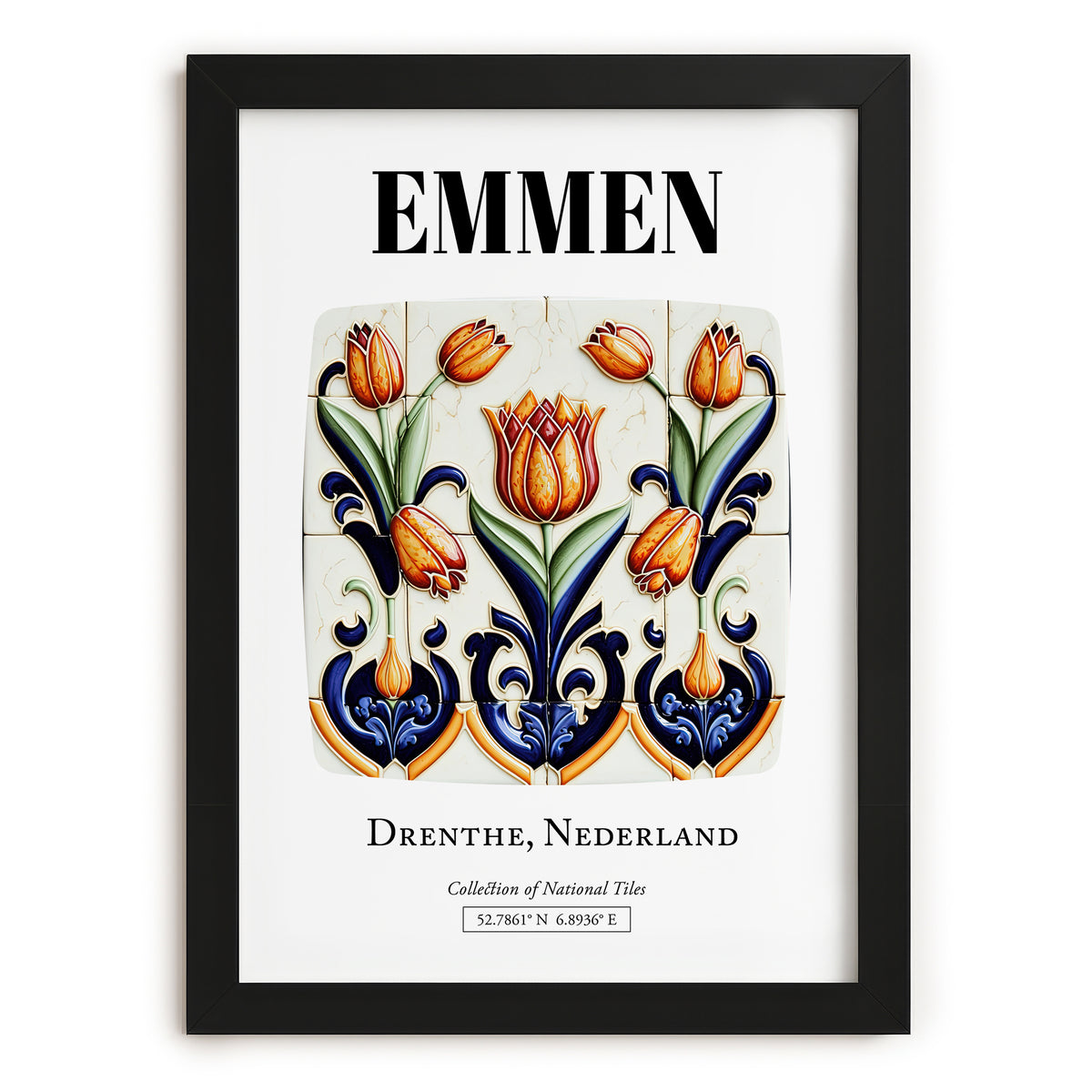 Emmen, Netherlands – Travel Poster, in sleek black frame