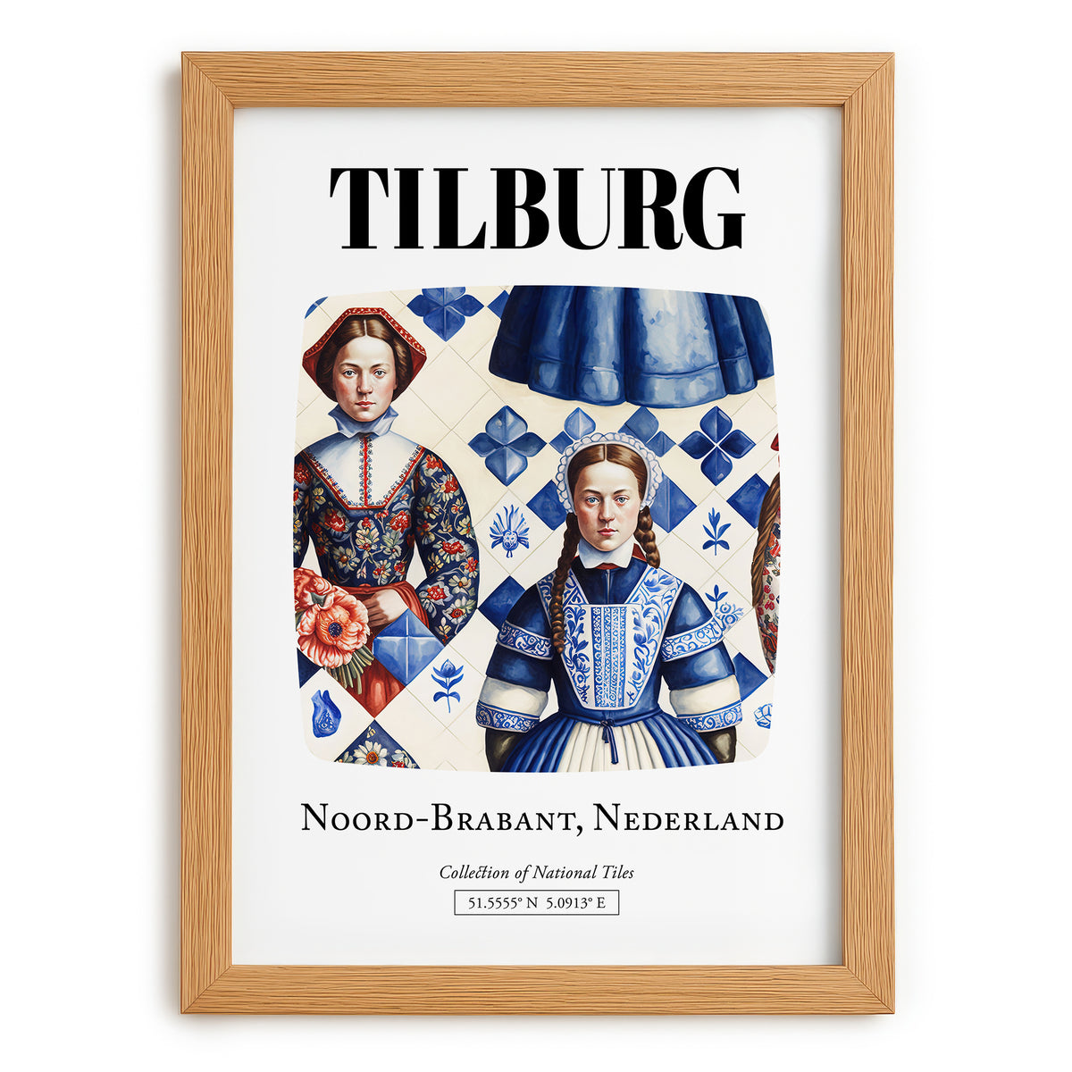 Tilburg, Netherlands – Travel Print, set in oak frame