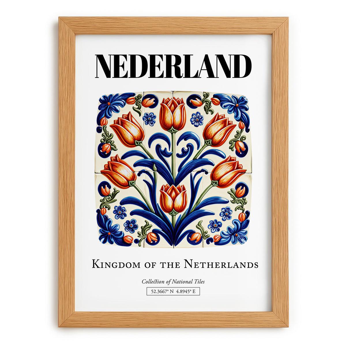 Nederland, Netherlands – Architectural Travel Art, set in oak frame