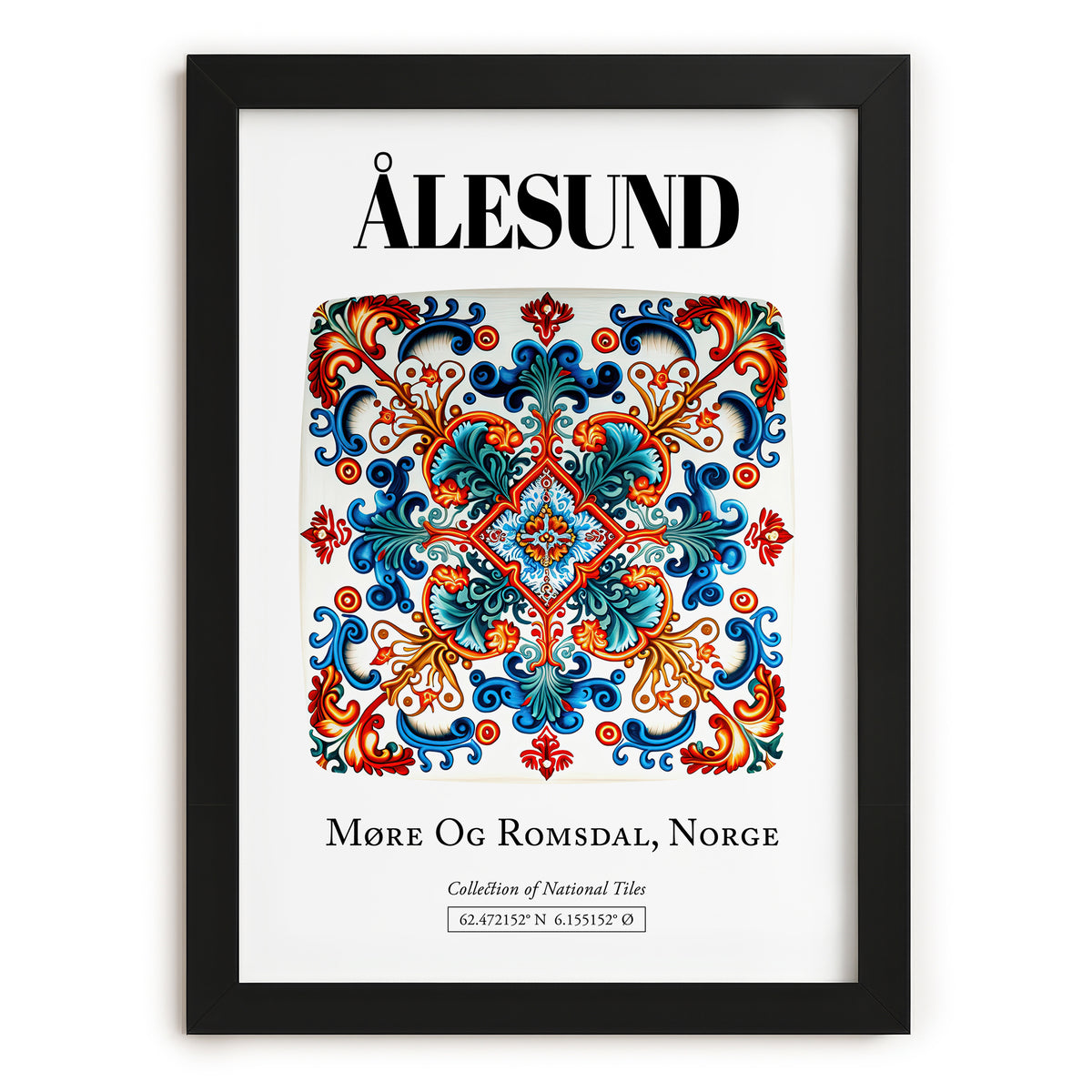 Ålesund, Norway – Travel Poster, in sleek black frame