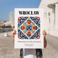 Wrocław, Poland – Cityscape Wall Art, no-text version framed in wood