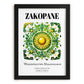 Zakopane, Poland – Illustrated Travel Poster, in sleek black frame