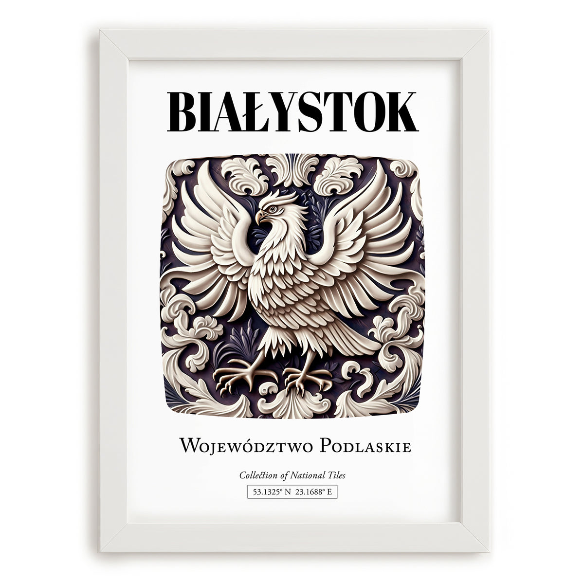 Białystok, Poland – Travel Memories Wall Print, placed in minimal white frame