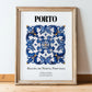 Porto, Portugal – Travel Poster, in wooden frame leaning on the floor