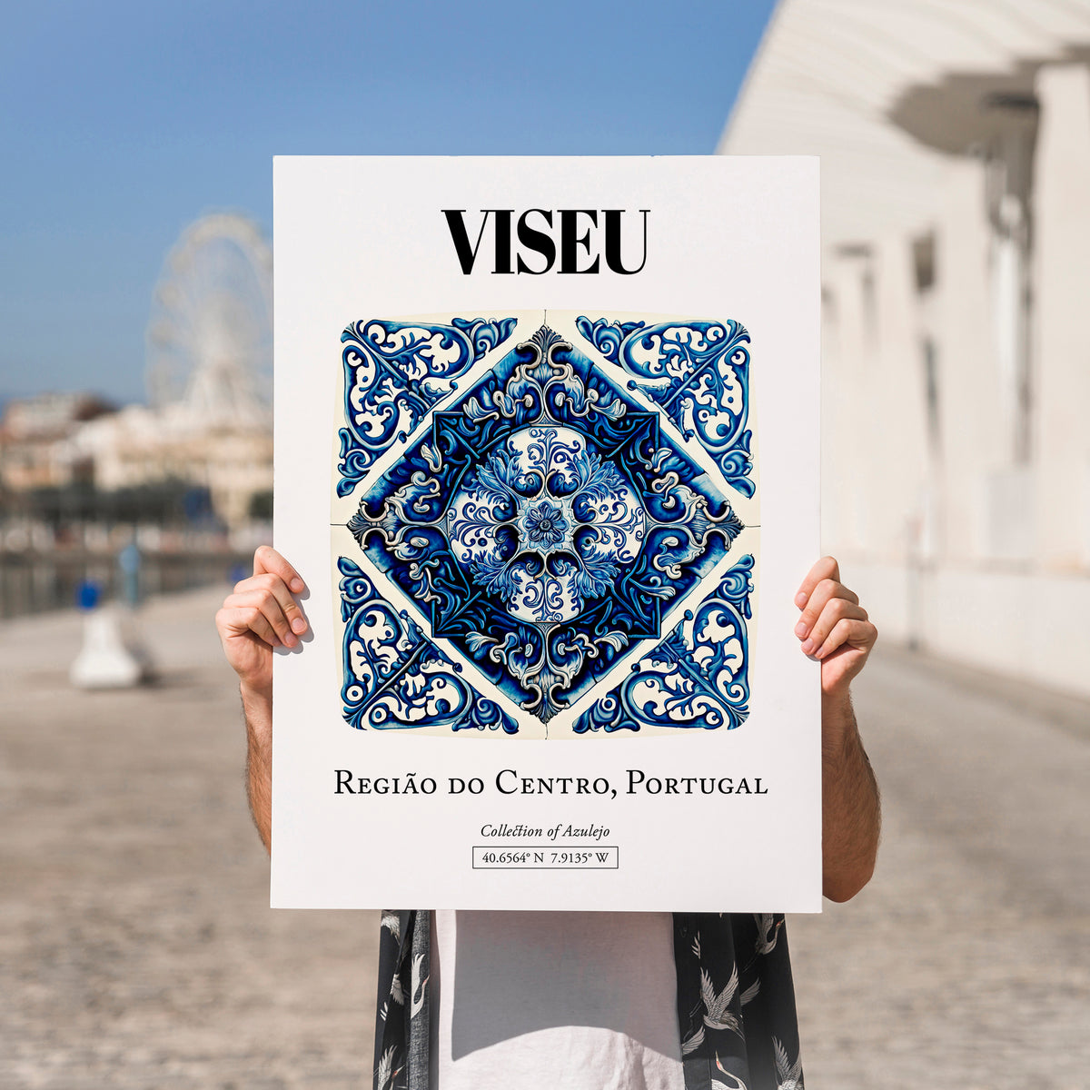 Viseu, Portugal – Travel Print, no-text version framed in wood