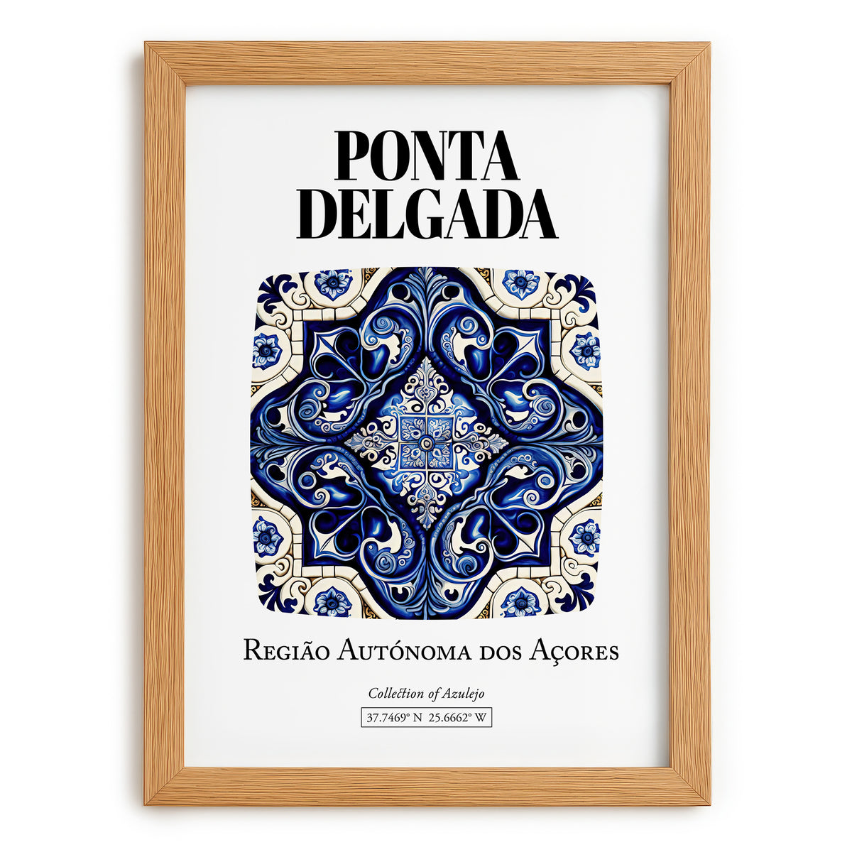 Ponta Delgada, Portugal – Country Culture Poster, set in oak frame