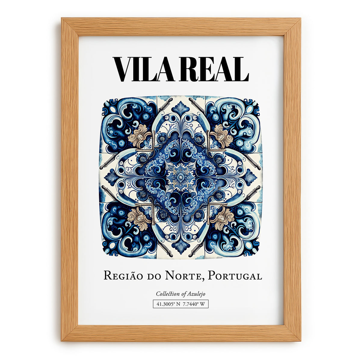Vila Real, Portugal – World Travel Art, set in oak frame
