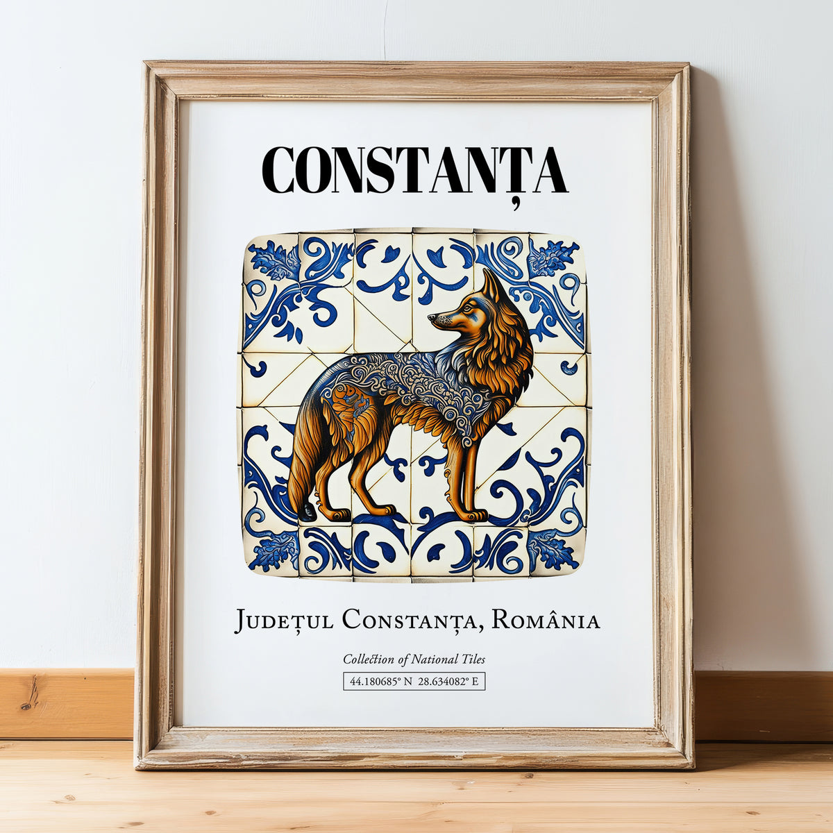 Constanța, Romania – Travel Wall Decor, in wooden frame leaning on the floor