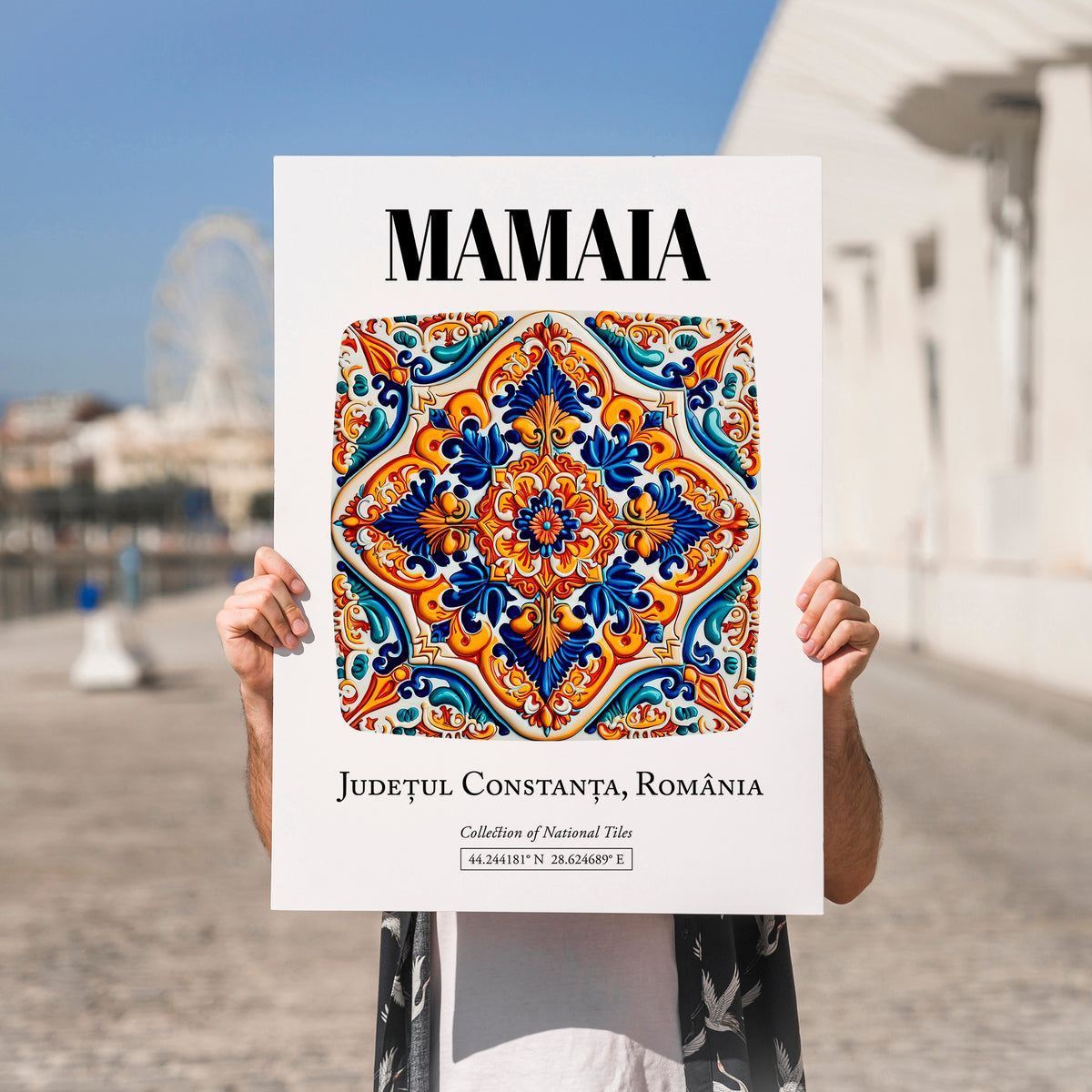 Mamaia, Romania – Travel Print, no-text version framed in wood