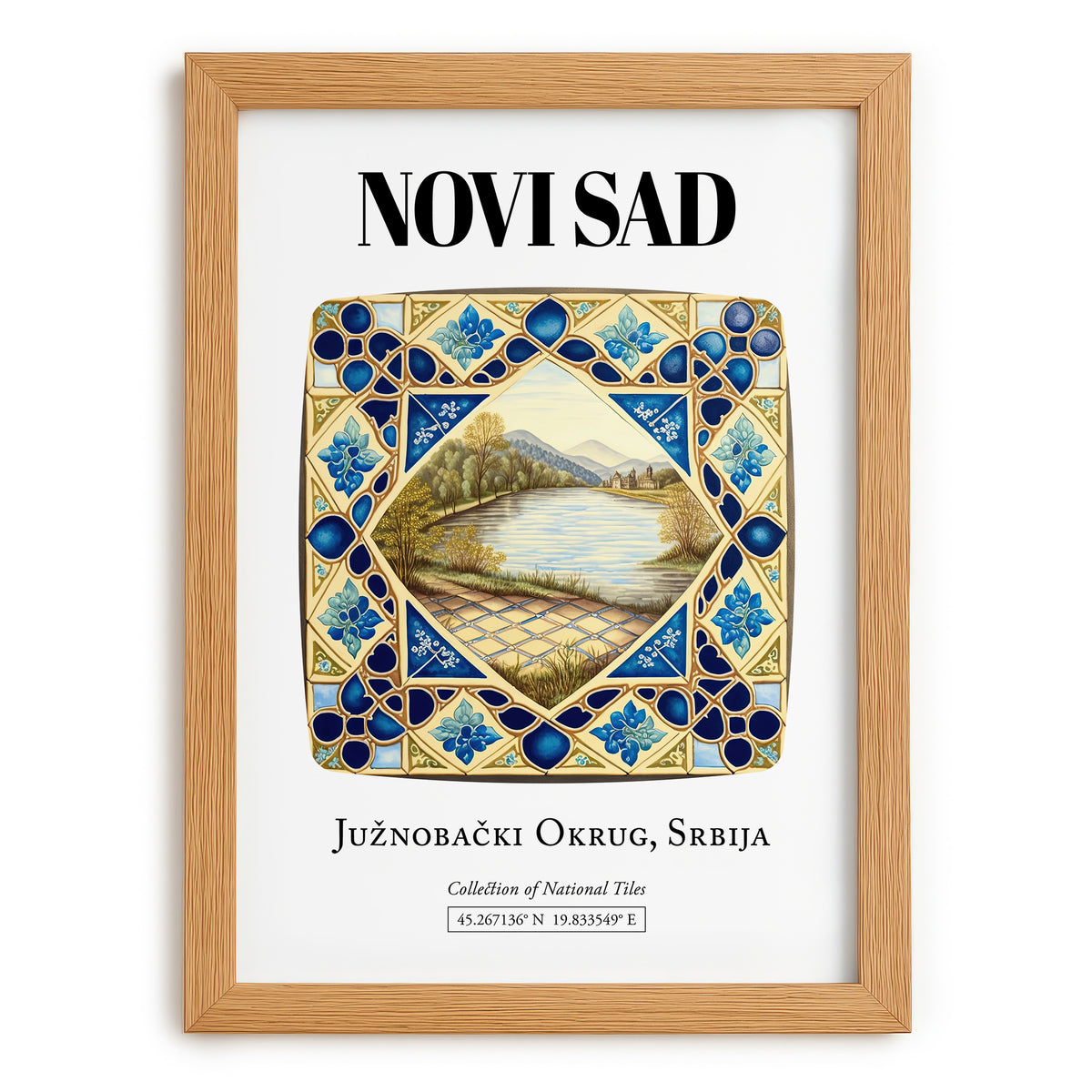 Novi Sad, Serbia – Cultural Heritage Wall Art, set in oak frame