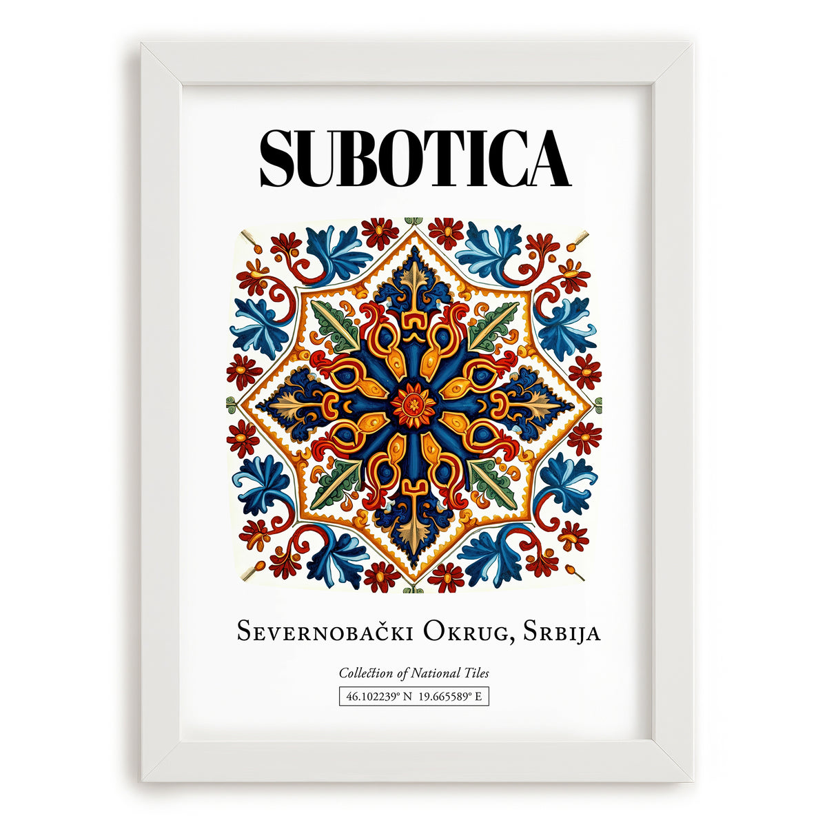 Subotica, Serbia – Wanderlust Wall Decor, placed in minimal white frame