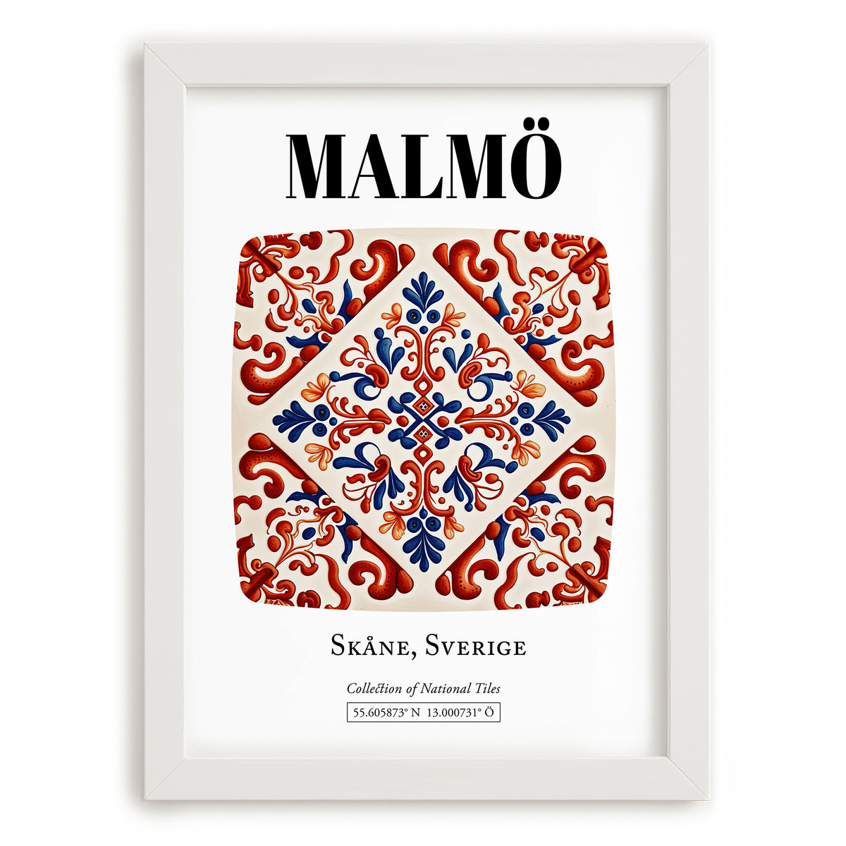 Malmö, Sweden – Travel Memories Wall Print, placed in minimal white frame