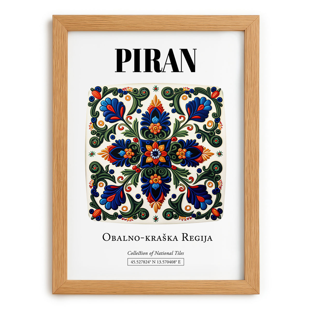 Piran, Slovenia – Travel Poster, set in oak frame