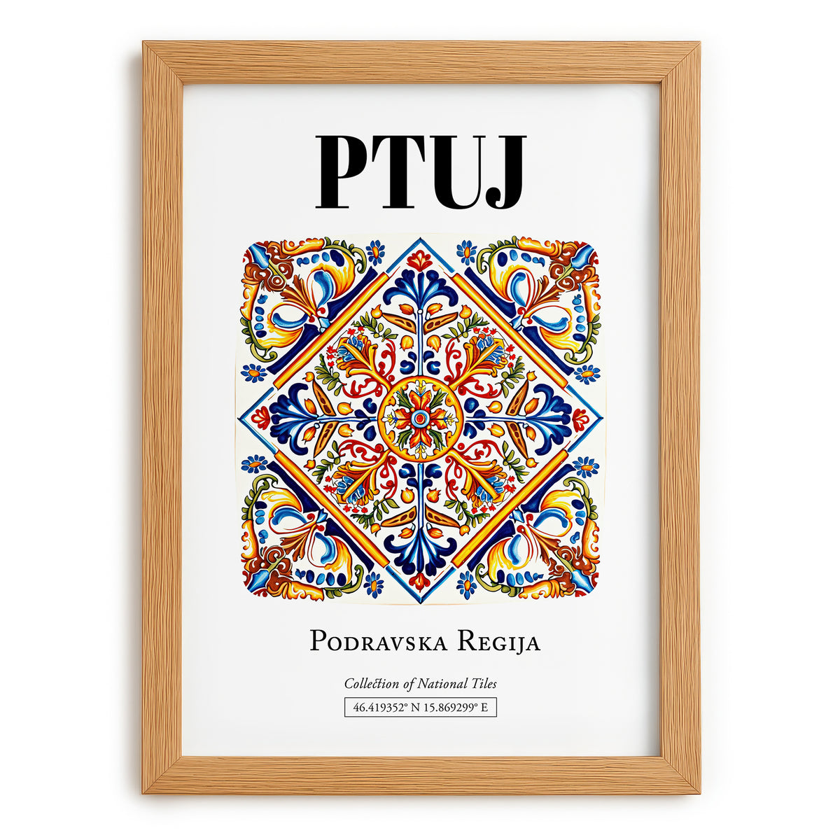 Ptuj, Slovenia – National Pride Wall Decor, set in oak frame
