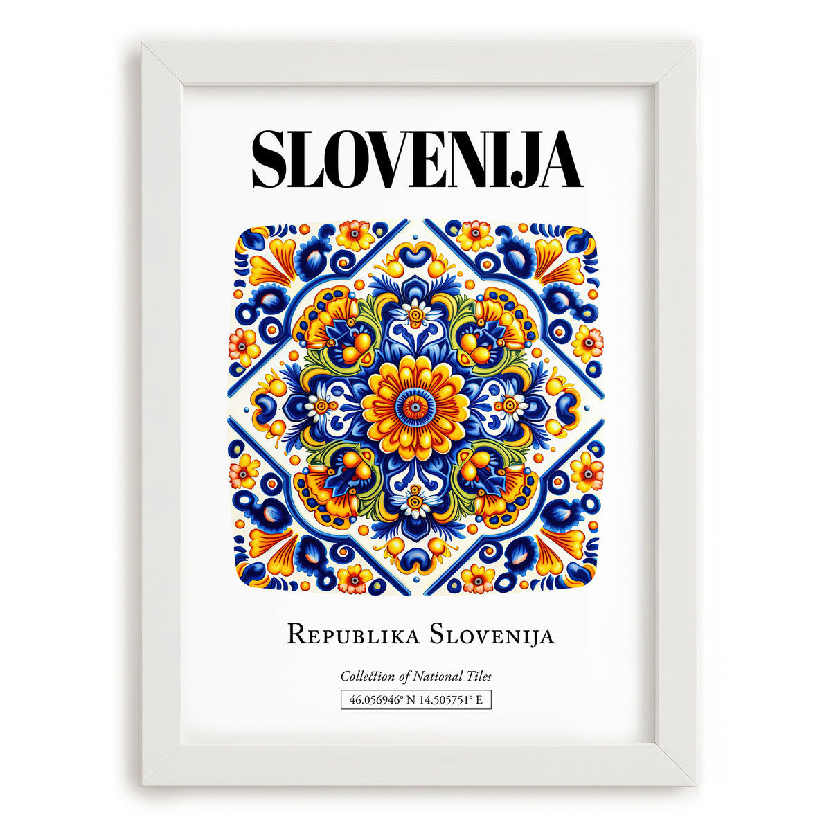 Slovenija, Slovenia – Travel Wall Art, placed in minimal white frame