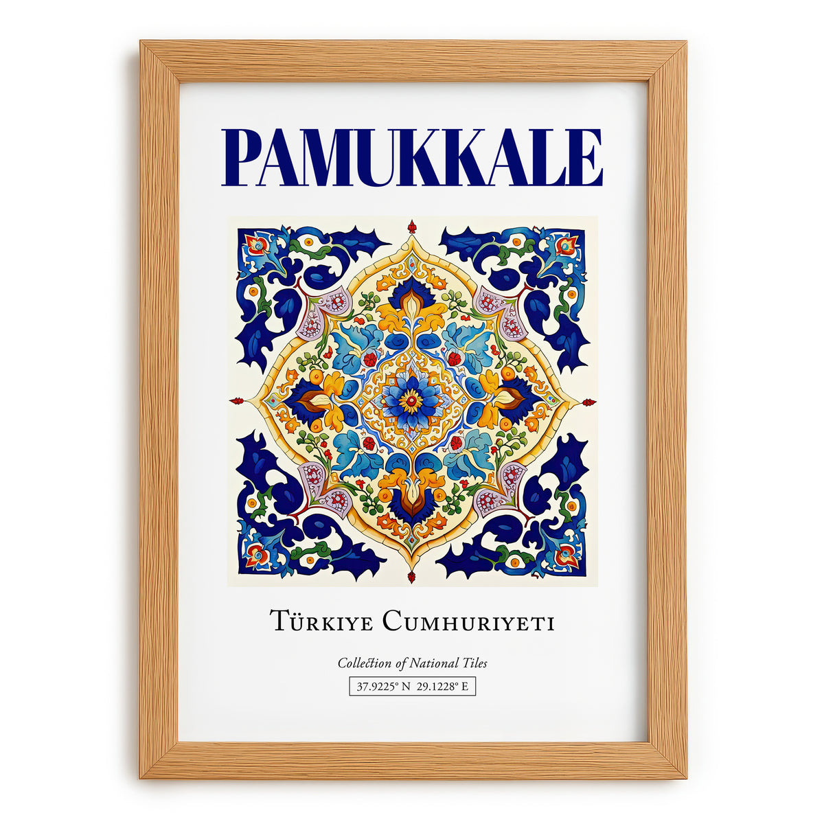 Pamukkale, Turkey – Illustrated Travel Poster, set in oak frame