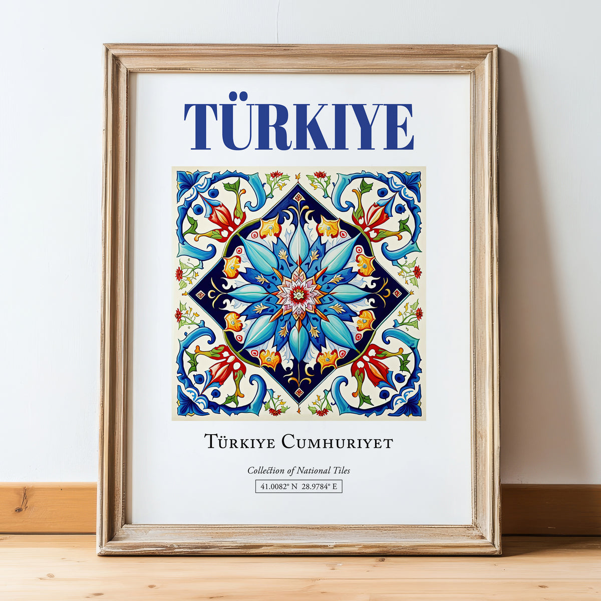Türkiye, Turkey – Architectural Travel Art, in wooden frame leaning on the floor