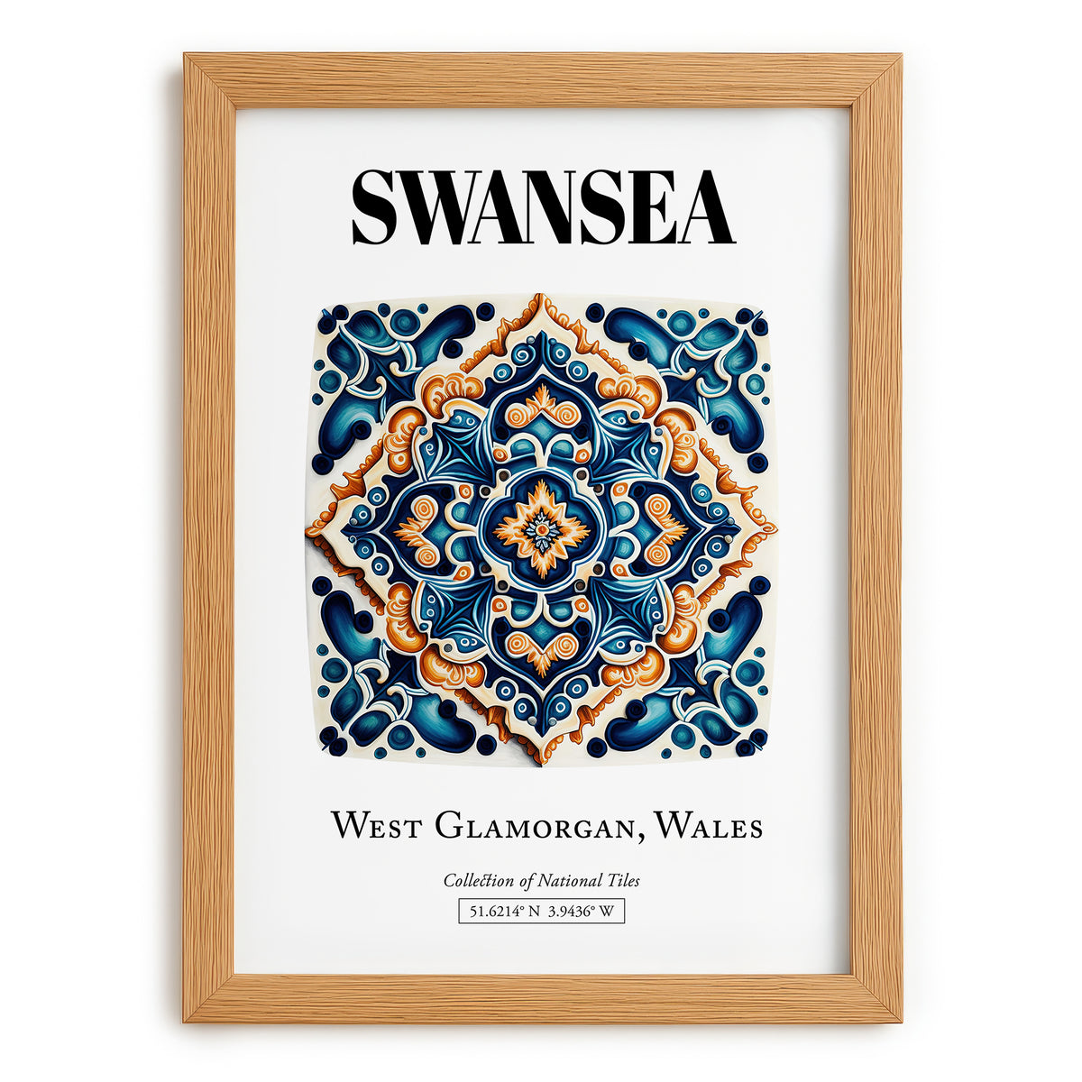 Swansea, Wales – Travel Wall Decor, set in oak frame
