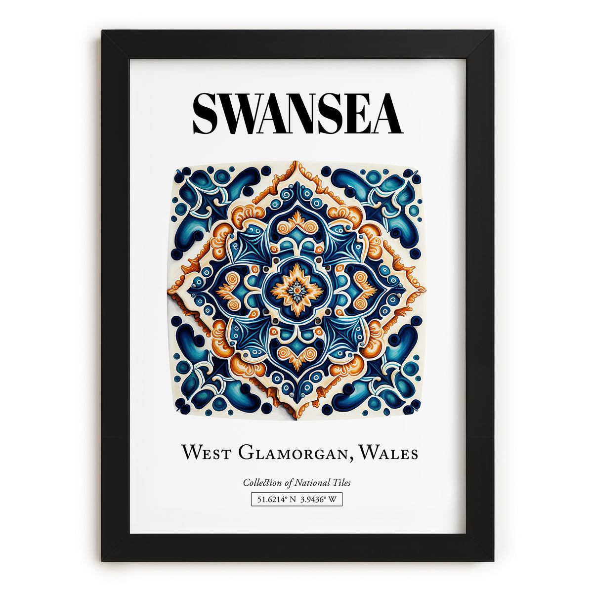 Swansea, Wales – Travel Wall Decor, in sleek black frame