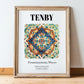 Tenby, Wales – Vintage Travel Poster, in wooden frame leaning on the floor