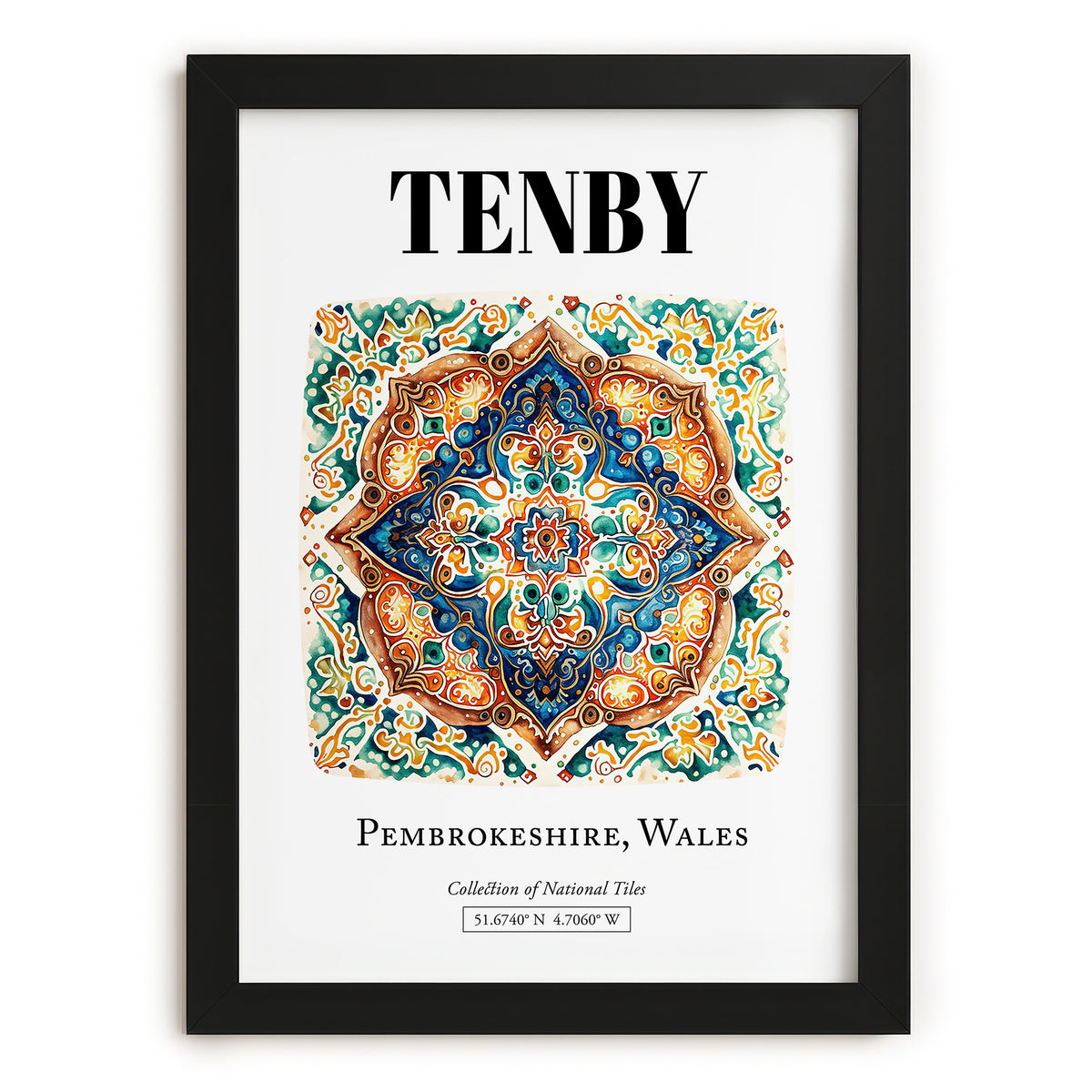Tenby, Wales – Vintage Travel Poster, in sleek black frame