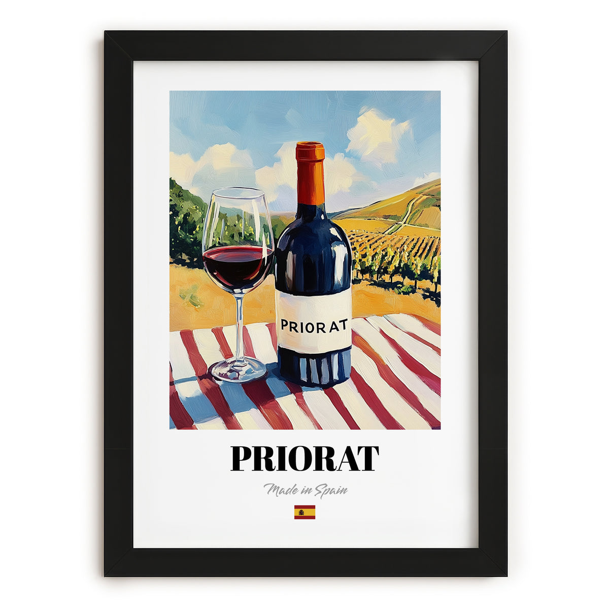 Priorat – Spanish Red Wine, Vinoteca Print, in sleek black frame