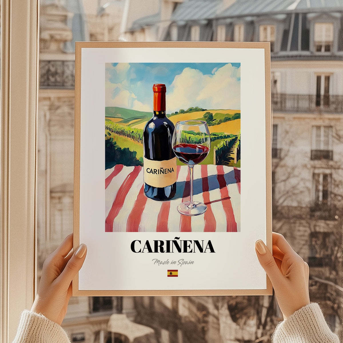 Cariñena – Spanish Red Wine, Vinoteca Poster, styled in a charming Paris street view