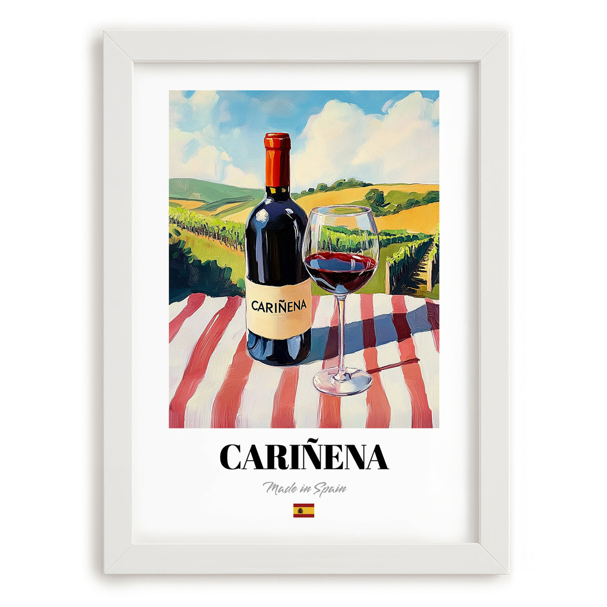 Cariñena – Spanish Red Wine, Vinoteca Poster, placed in minimal white frame
