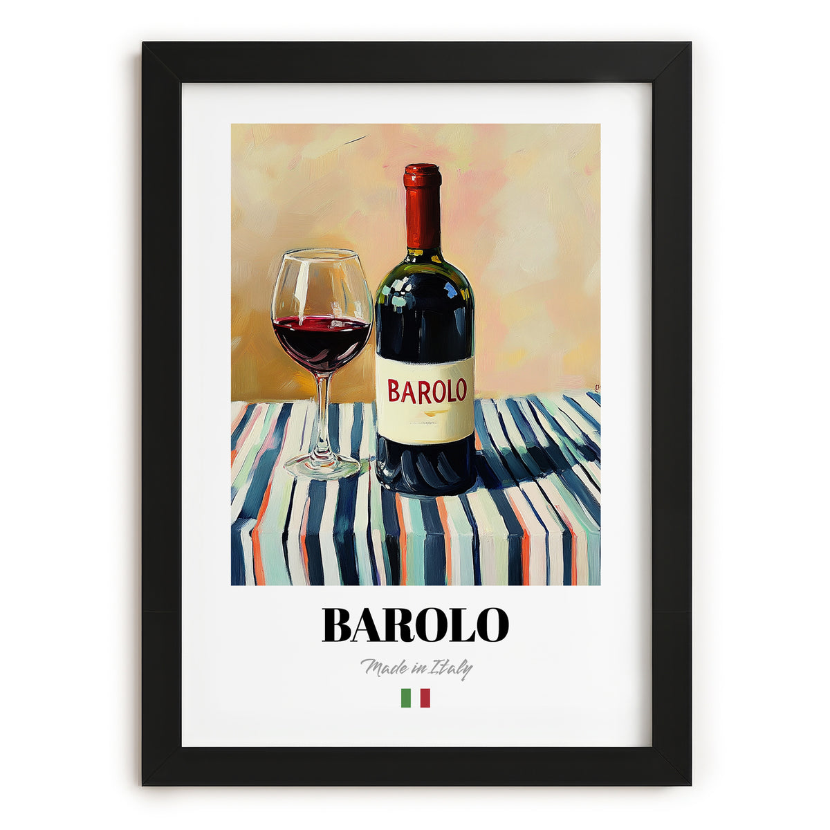 Barolo – Italian Red Wine, Wine Bar Print, in sleek black frame