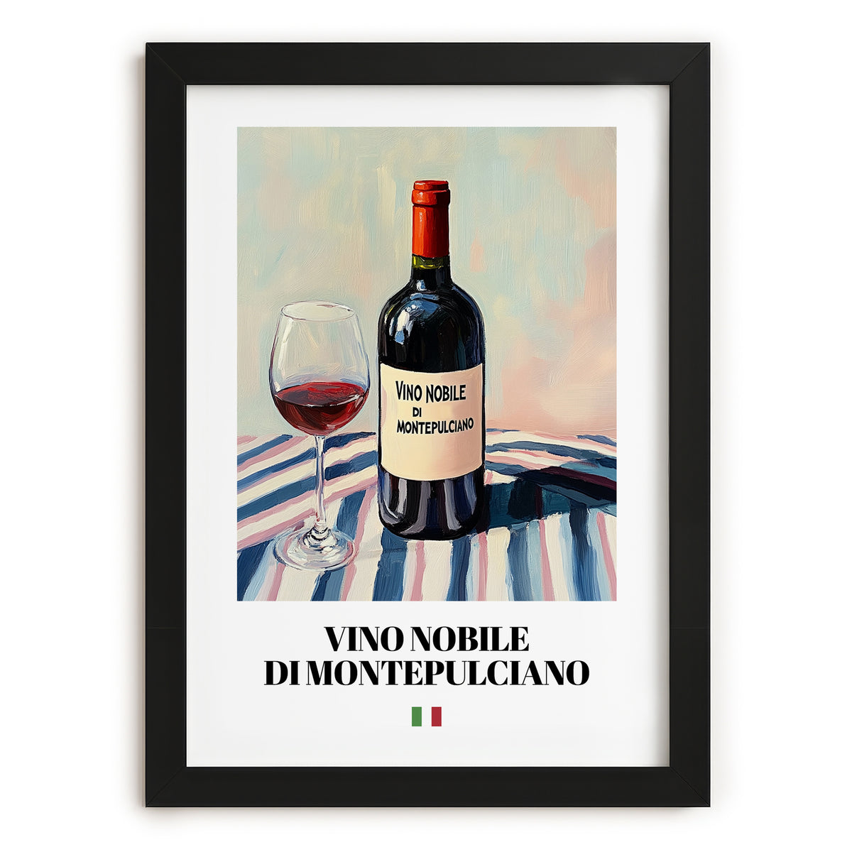 Vino Nobile di Montepulciano – Italian Red Wine, Tasting Room Wall Art, in sleek black frame