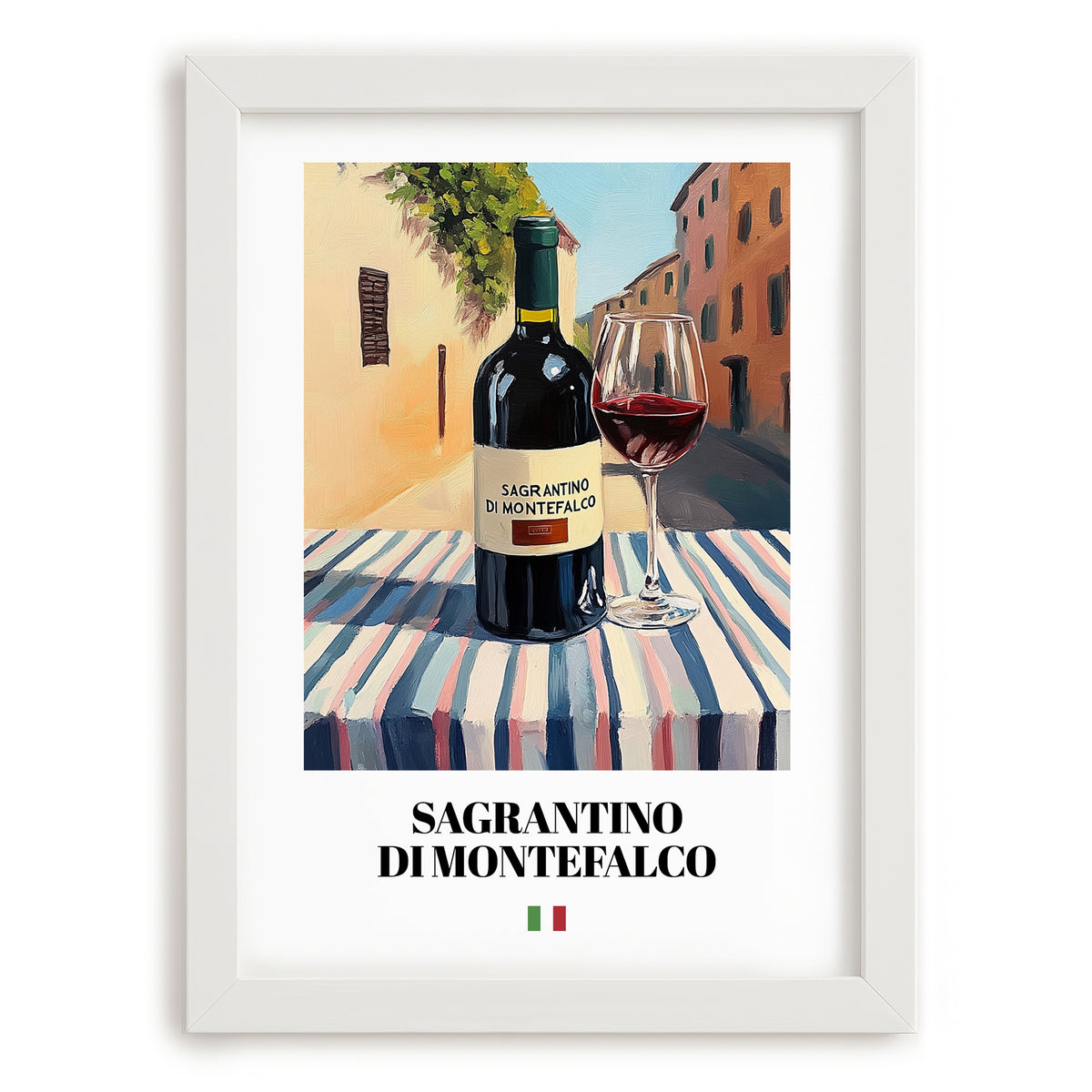 Sagrantino di Montefalco – Italian Red Wine, Enoteca Poster, placed in minimal white frame