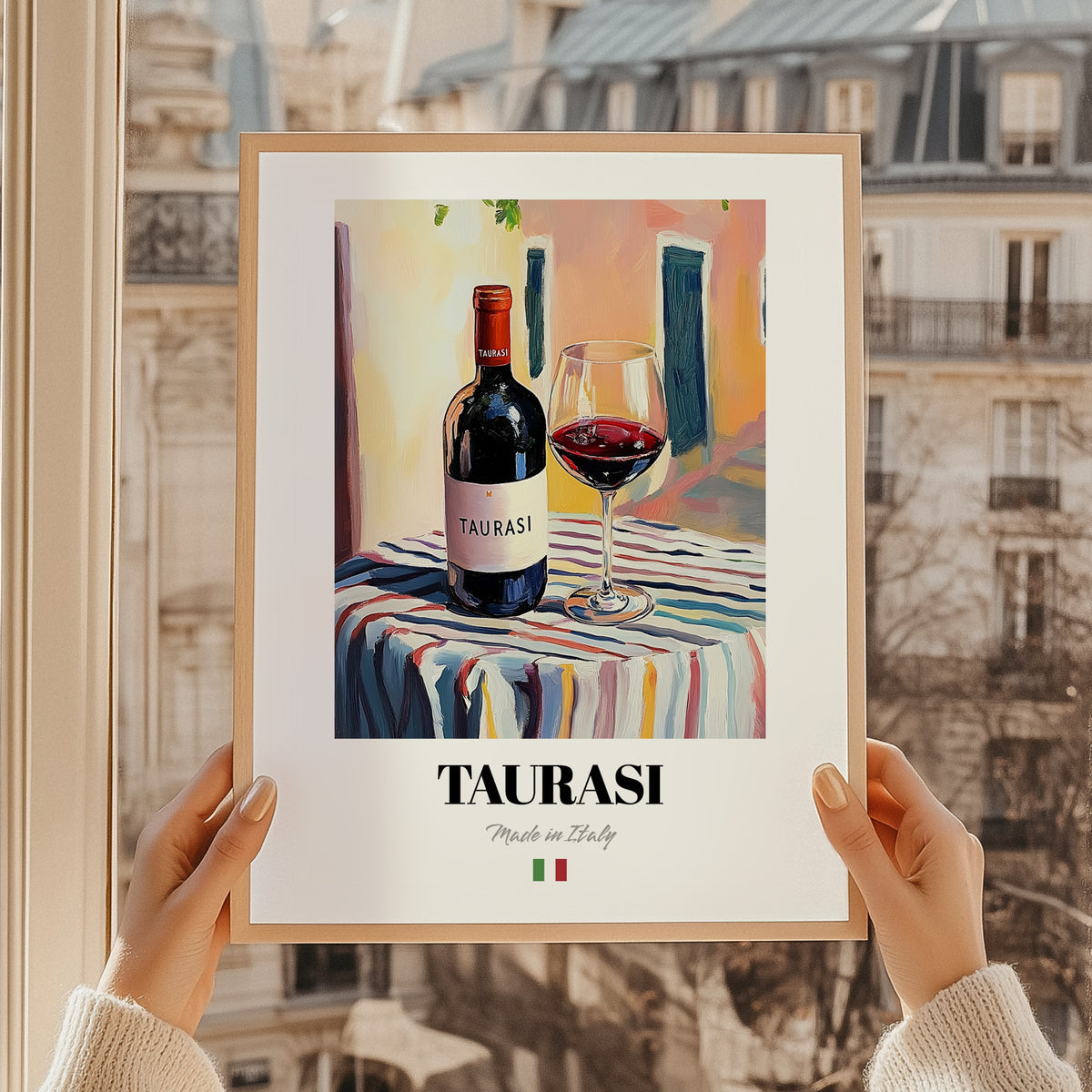 Taurasi – Italian Red Wine, Vineyard Terrace Wall Decor, styled in a charming Paris street view