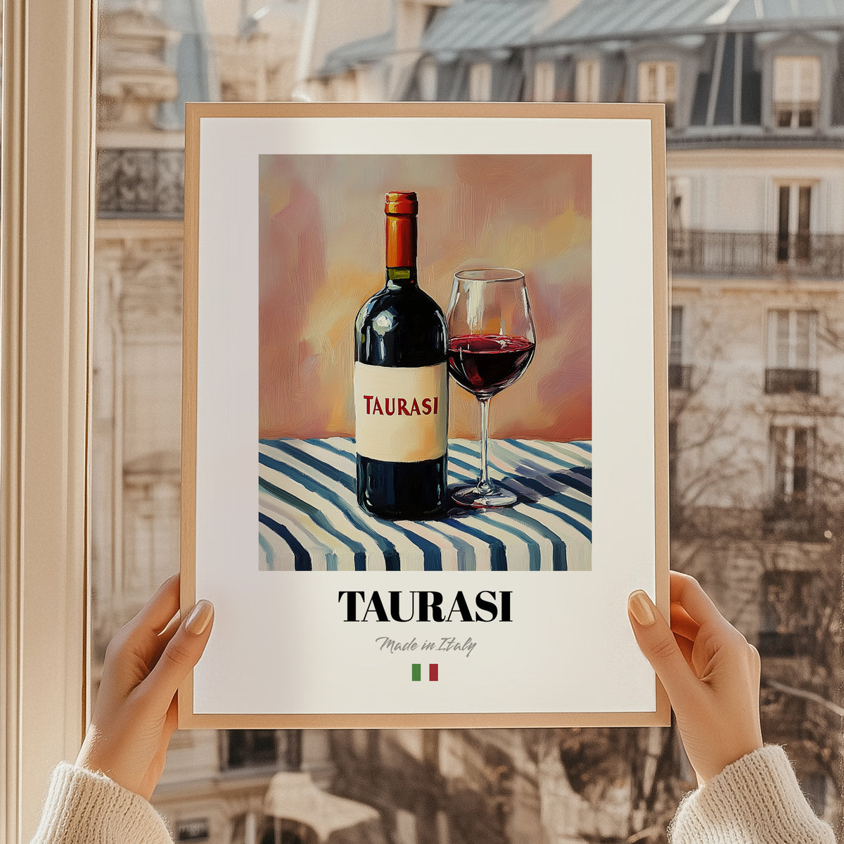 Taurasi – Italian Red Wine, Vineyard Terrace Print, styled in a charming Paris street view