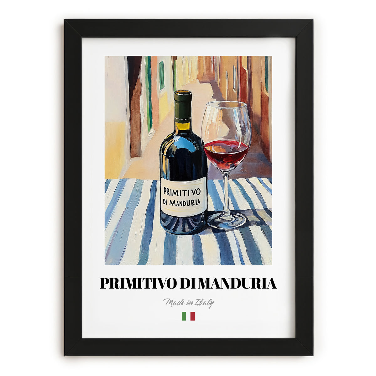 Primitivo di Manduria – Italian Red Wine, Enoteca Wall Art, in sleek black frame