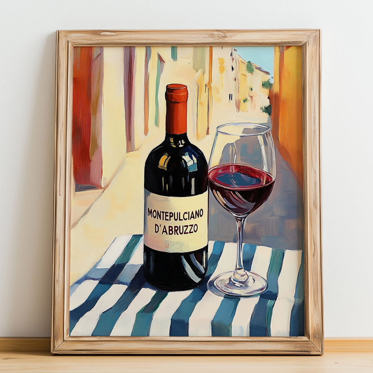 Montepulciano d'Abruzzo – Italian Red Wine, Wine Bar Poster, no-text version framed in wood