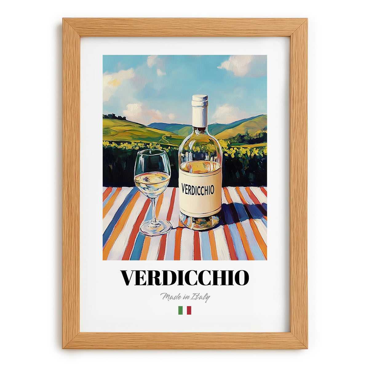 Verdicchio – Italian White Wine, Bodega Poster, set in oak frame