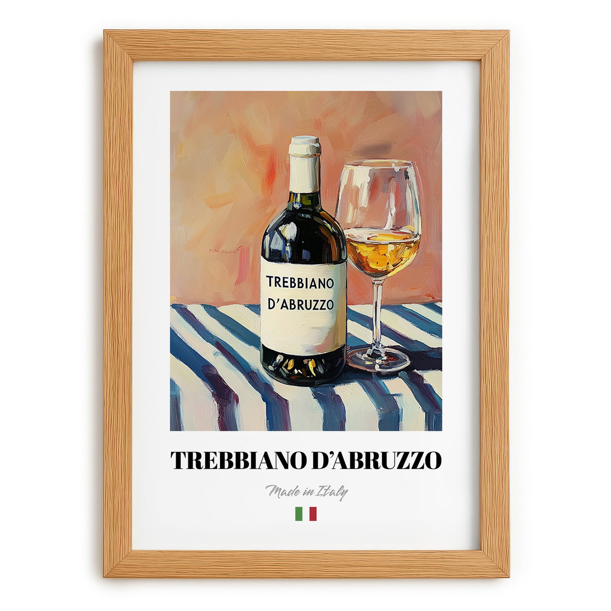 Trebbiano d'Abruzzo – Italian White Wine, Enoteca Wall Art, set in oak frame