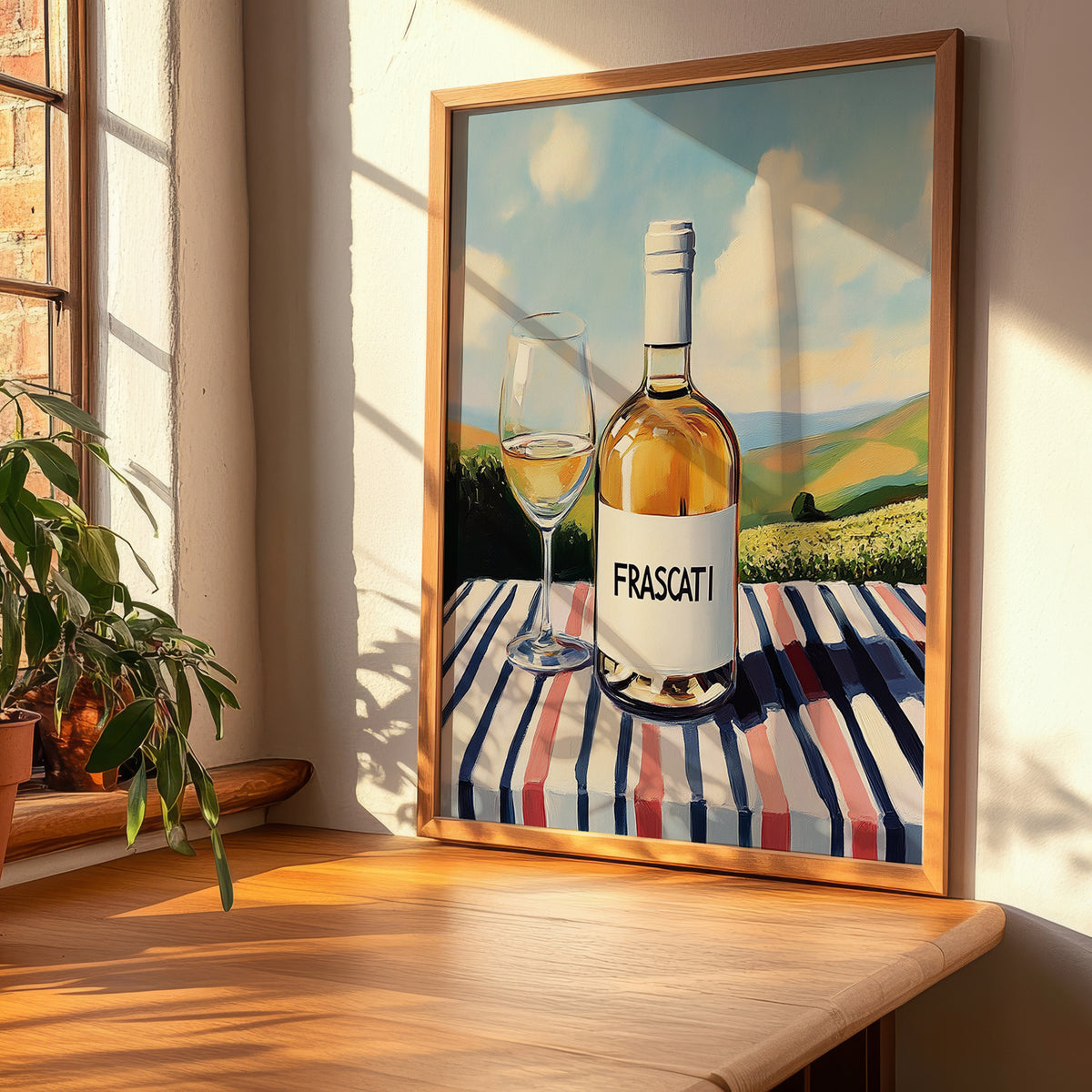 Frascati – Italian White Wine, Vinoteca Painting, clean layout with no caption