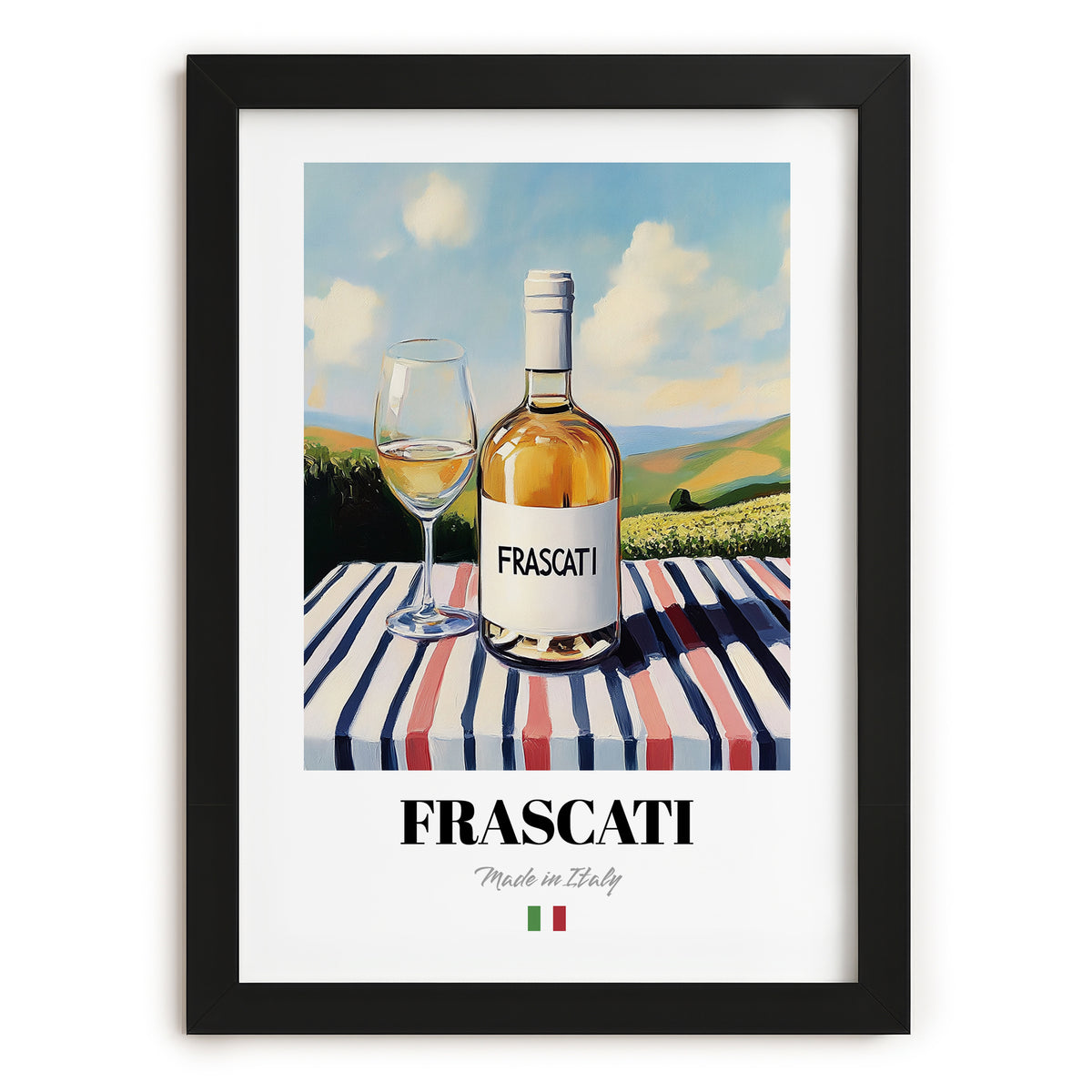 Frascati – Italian White Wine, Vinoteca Painting, in sleek black frame