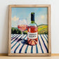 Lagrein Rosato – Italian Rose Wine, Wine Bar Still Life, no-text version framed in wood