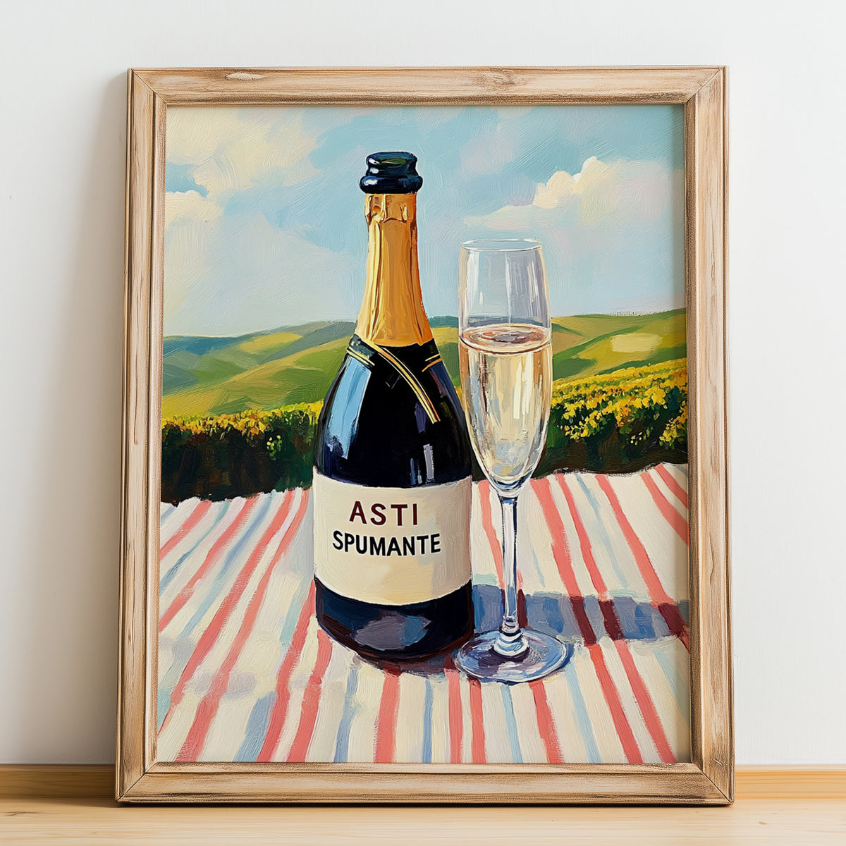 Asti Spumante – Italian Sparkling Wine, Bodega Wall Art, no-text version framed in wood